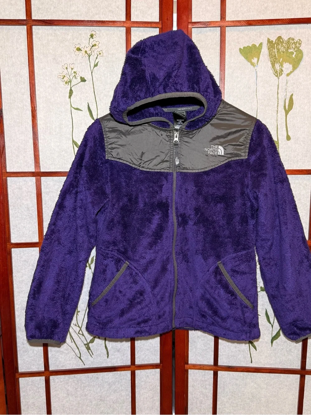The North Face Girl’s Oso Purple/Gray Full Zip hoodie high pile fleece L(14/16)